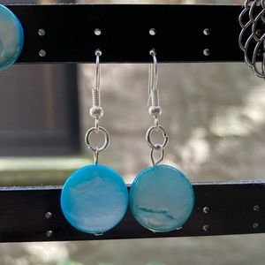 Blue Marble-y Dangle Earrings